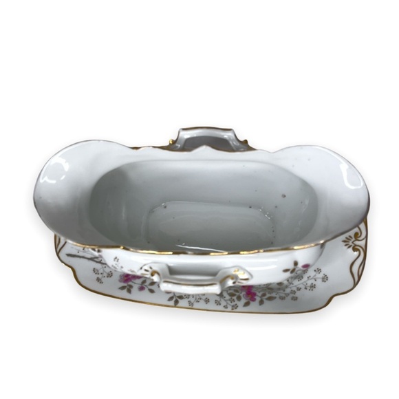 Carlsbad AK China Gravy Boat with‎ Under plate Floral Gold Trim - Picture 5 of 17